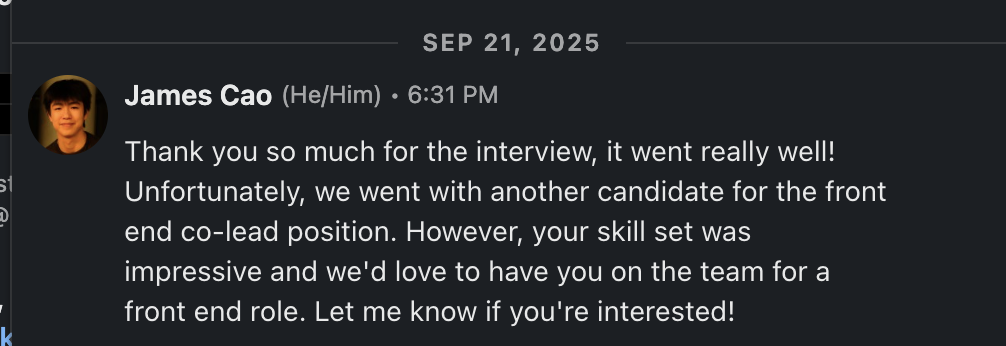 james cao linkedin message